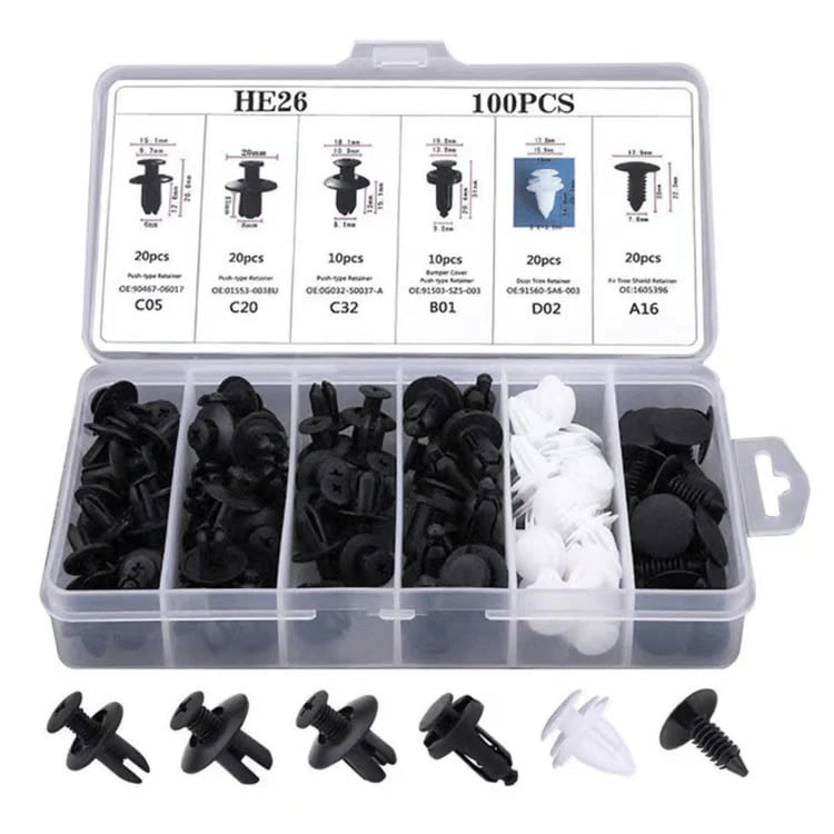 Expansion Screw Clips Set for Automobiles Mudguard Leaf Plates Door Panel Clips(100 PCS)