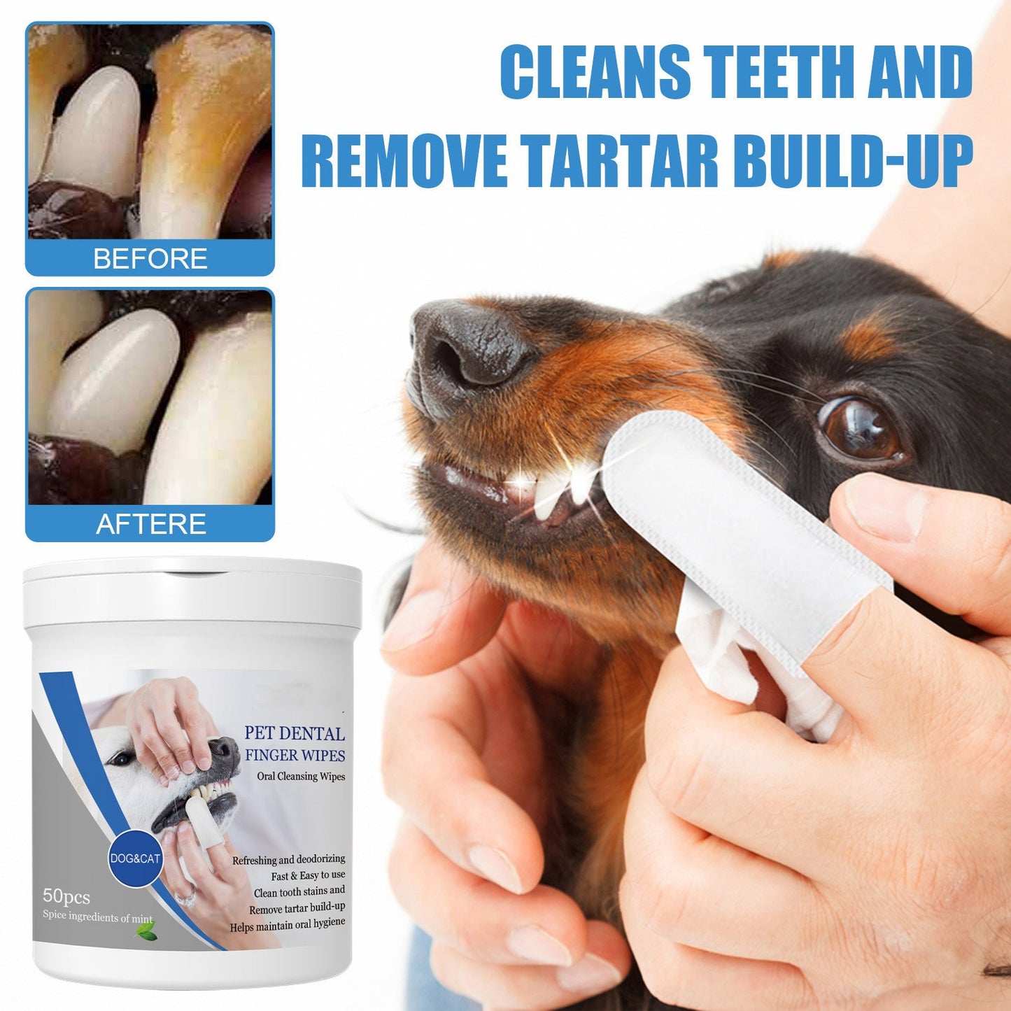 🔥40% discount-Pet Teeth Macular Bacteria Cleaning Finger Wipes