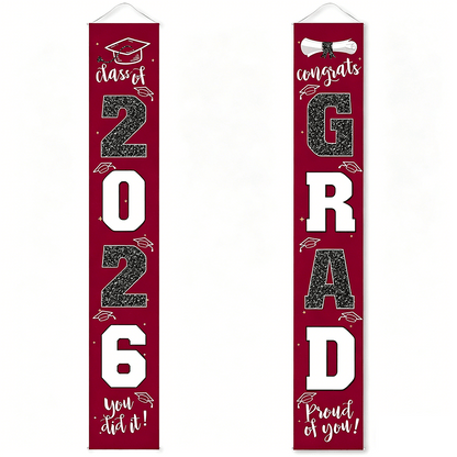 🎓Class of 2026 Graduation Banner | Congrats Grad Front Door Porch Decor for Graduation Party