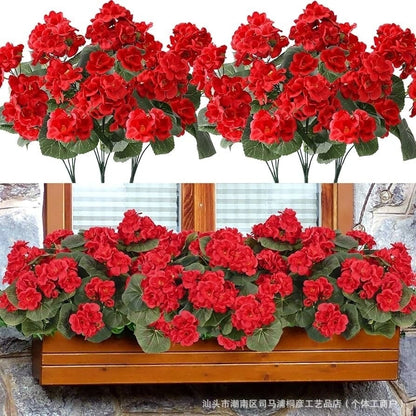 🌸 Lush, UV-Resistant Artificial Geraniums – Real Look, No Maintenance! 🌞🏡