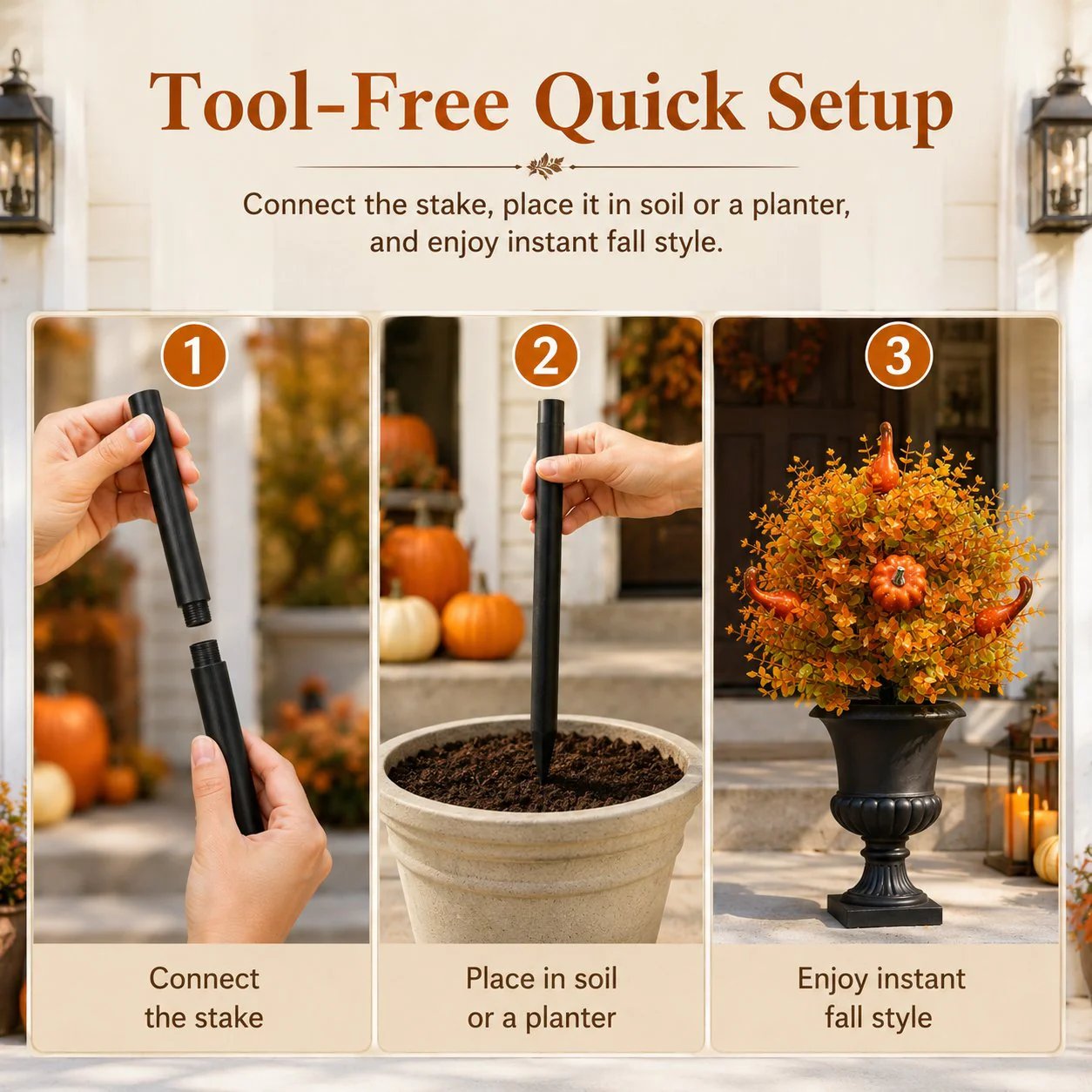 🔥  Artificial Fall Pumpkin Tree Stakes