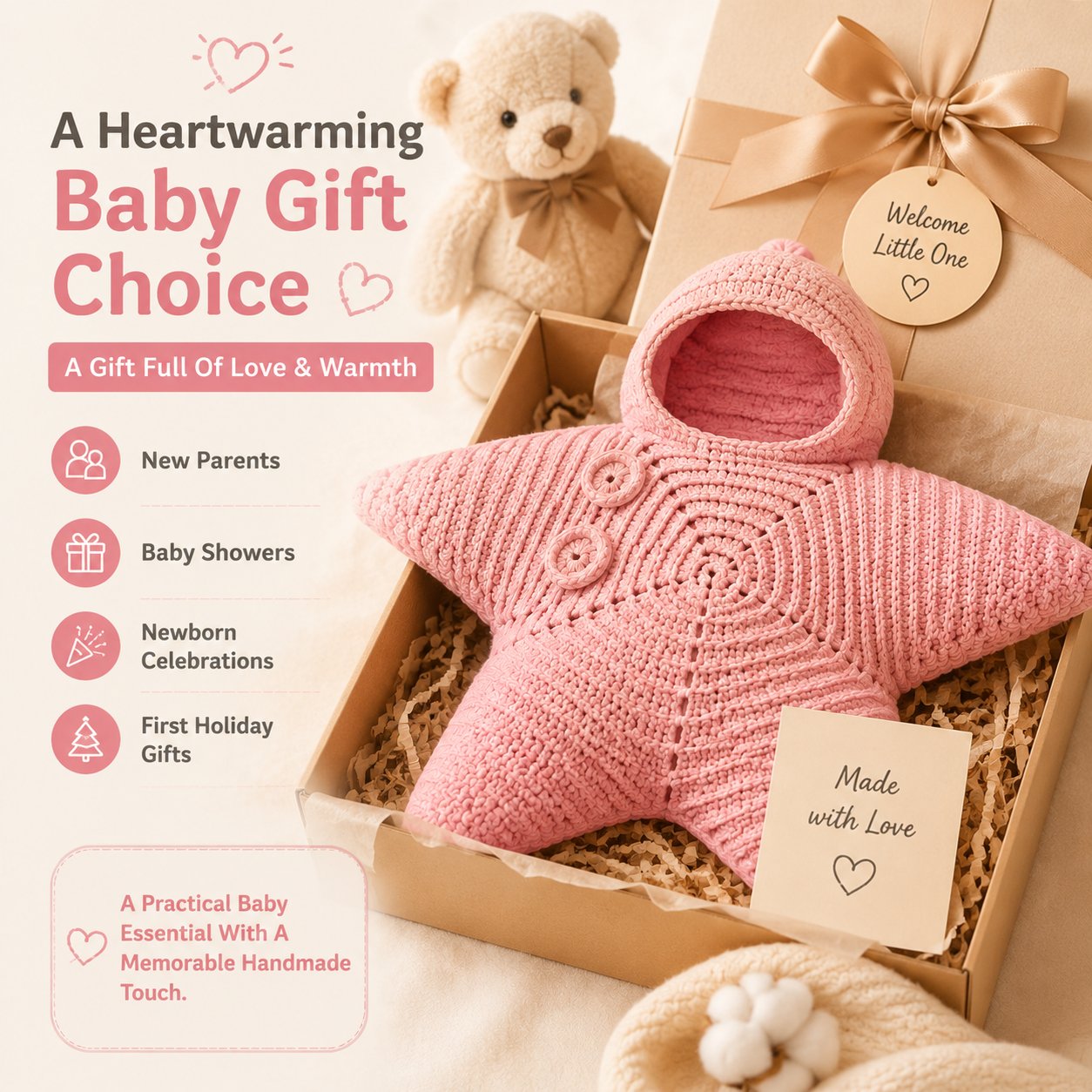 ⭐ Handmade Crochet Starfish Baby Swaddle Sleeping Bag — A Cozy Little Star Wrap For Your Newborn’s Sweetest Moments 🌙✨