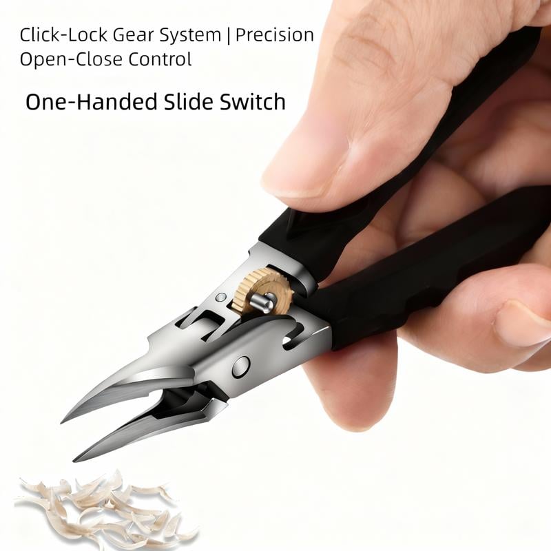 🔥50% off today only🔥Black Anti-Slip Grip Gear Lock Nail Clipper Set with Ultra-Sharp Tips for Precise Access to Nail Grooves