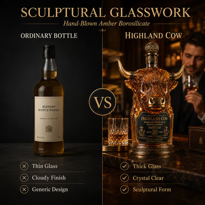 Highland Cow Private Cask 21 Years Cow Head Shaped Scotch Whisky Bottle