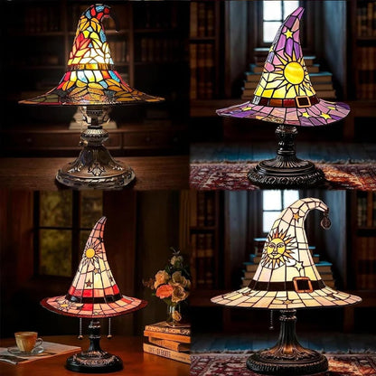 🔥Exclusive Limited Item 👍🔥49%OFF♠️Witch Hat Night Light & Stained Glass Witch Hat Lamp🎁