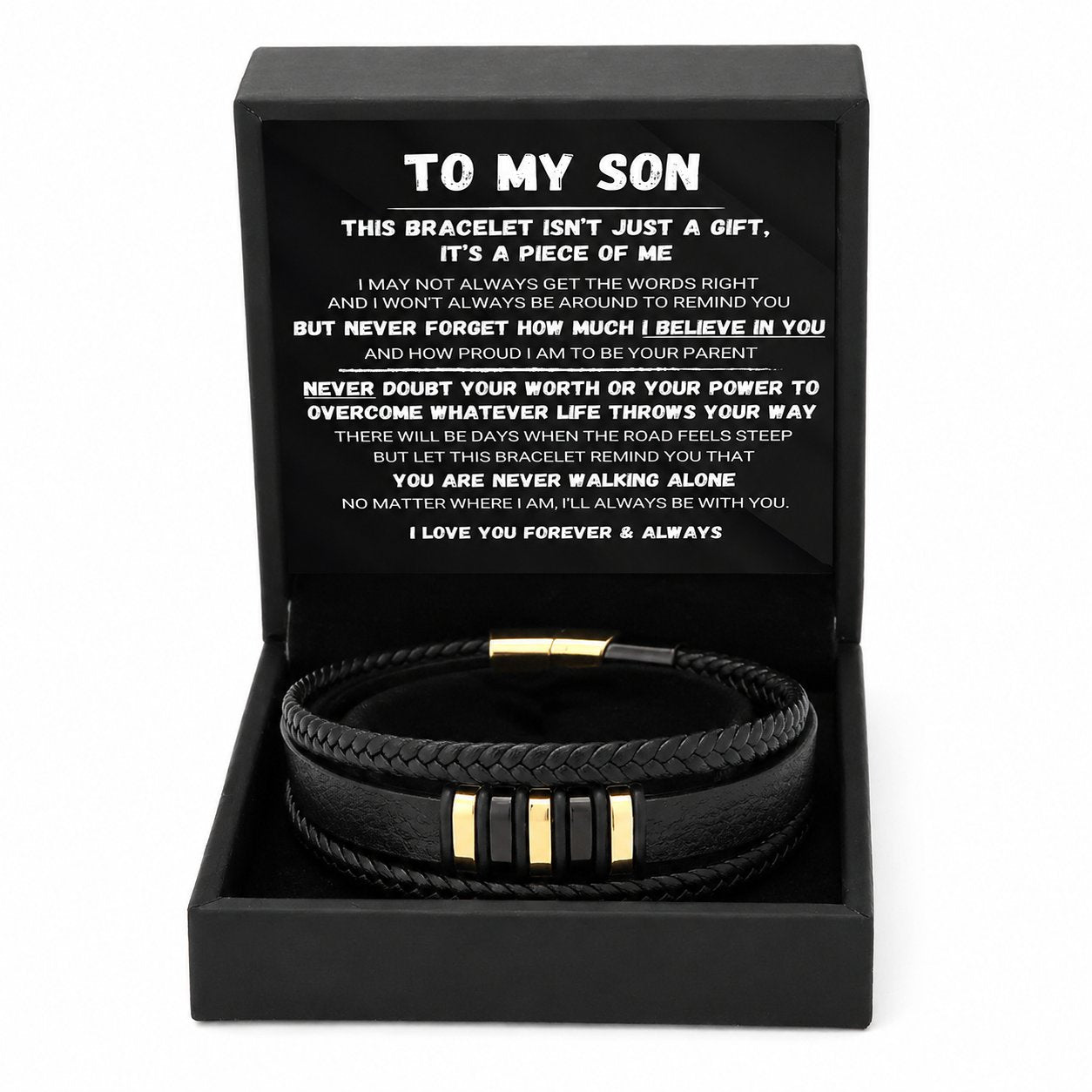🖤To My Son — Never Walk Alone Braided Bracelet Set 🎁