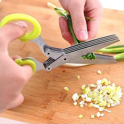 🔥 Today Only🎁5 Blade Kitchen Salad Scissors+ FREE Cleaning Comb