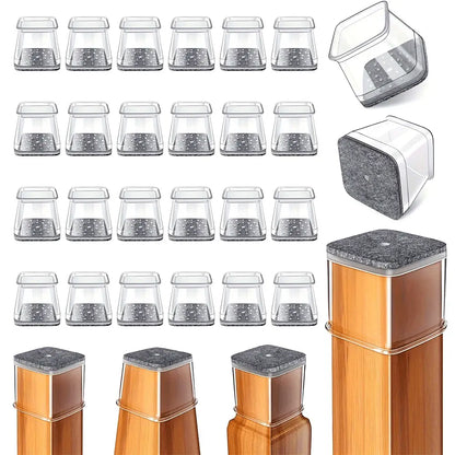 🛡️ 24Pcs Square Chair Leg Floor Protectors – Multi-Surface Protection