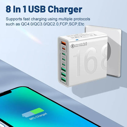 ⚡️8-Port Smart USB-C & USB-A Fast Charging Hub for Phones & Tablets