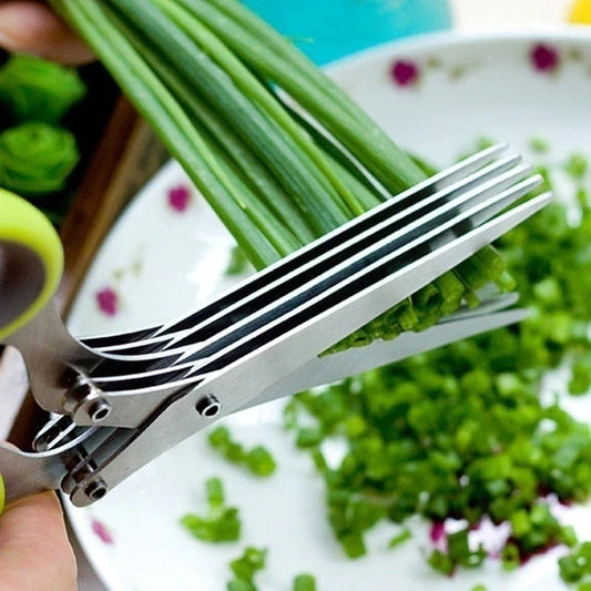 🔥 Today Only🎁5 Blade Kitchen Salad Scissors+ FREE Cleaning Comb