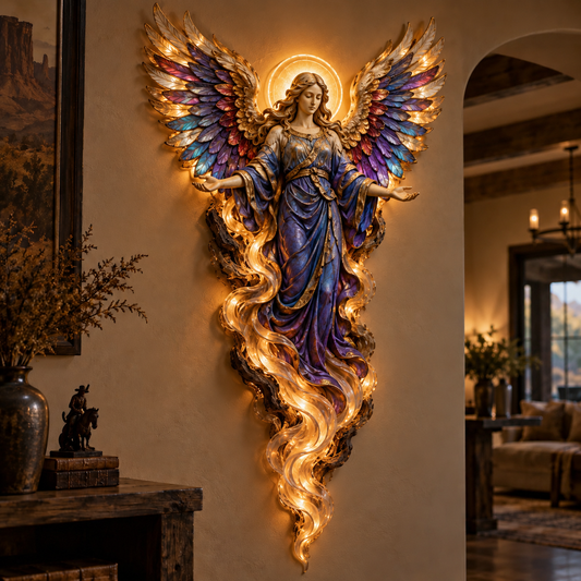 ✝️ Heavenly Radiance  Lighted Angel Wall Sculpture ✨