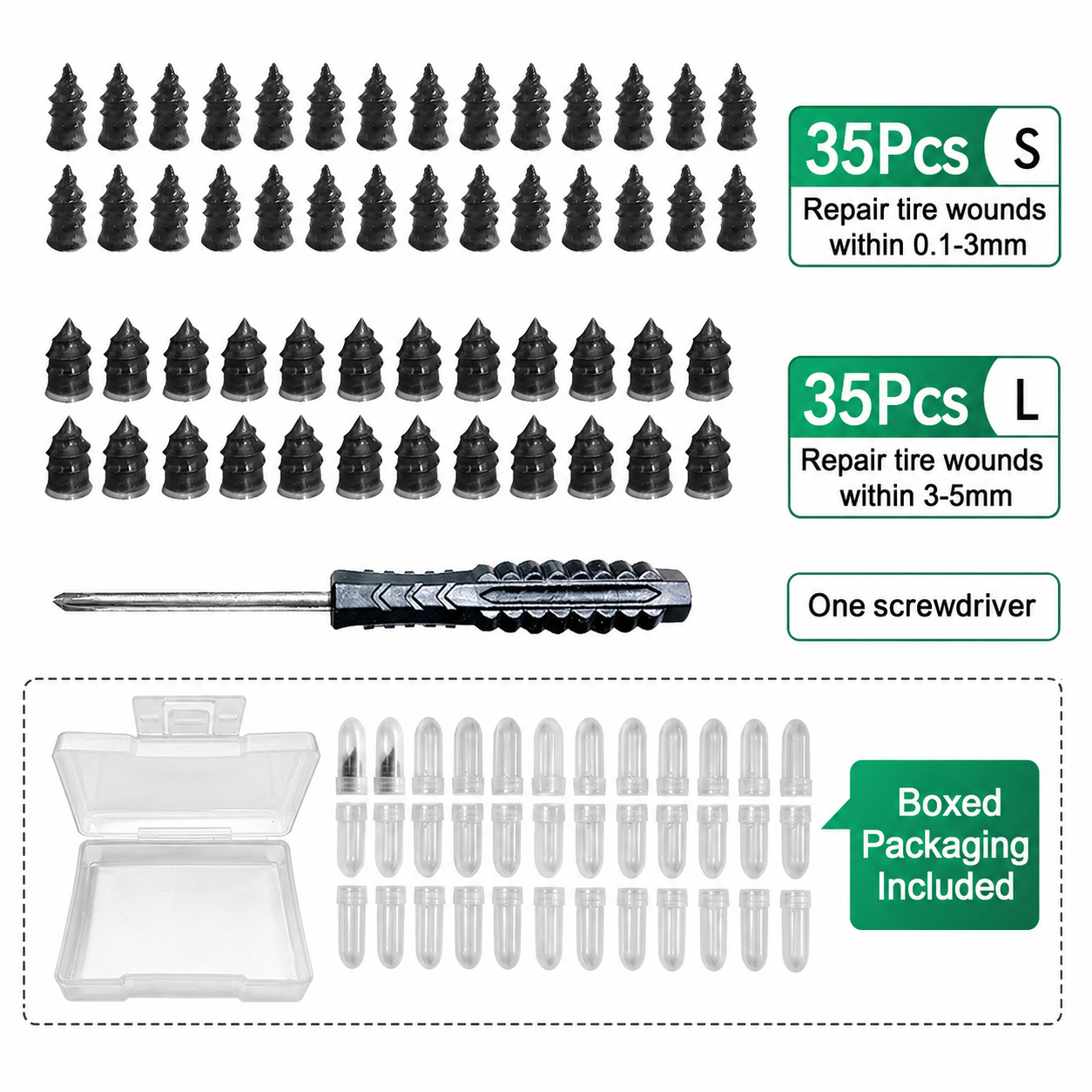 🔥 Last Day 50% OFF 🔥 60PCS Self-Sealing Tire Repair Rubber Nails Kit with 2 Sizes