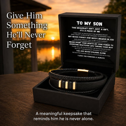 🖤To My Son — Never Walk Alone Braided Bracelet Set 🎁