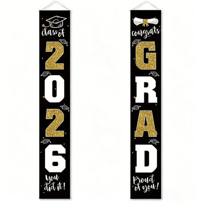 🎓Class of 2026 Graduation Banner | Congrats Grad Front Door Porch Decor for Graduation Party
