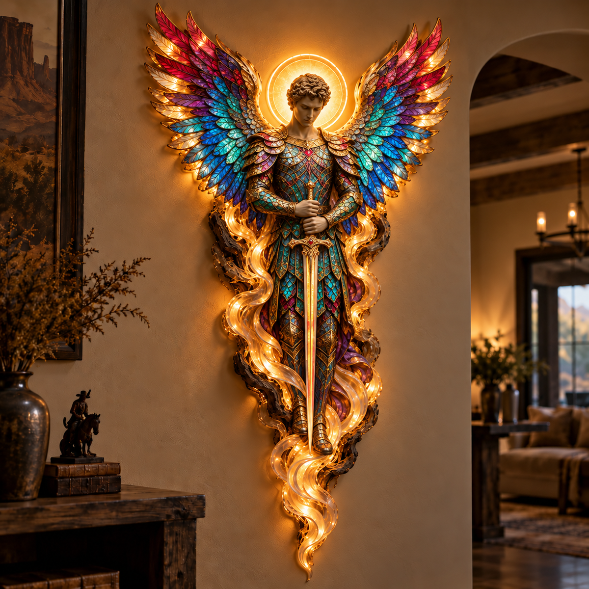 ✝️ Heavenly Radiance  Lighted Angel Wall Sculpture ✨