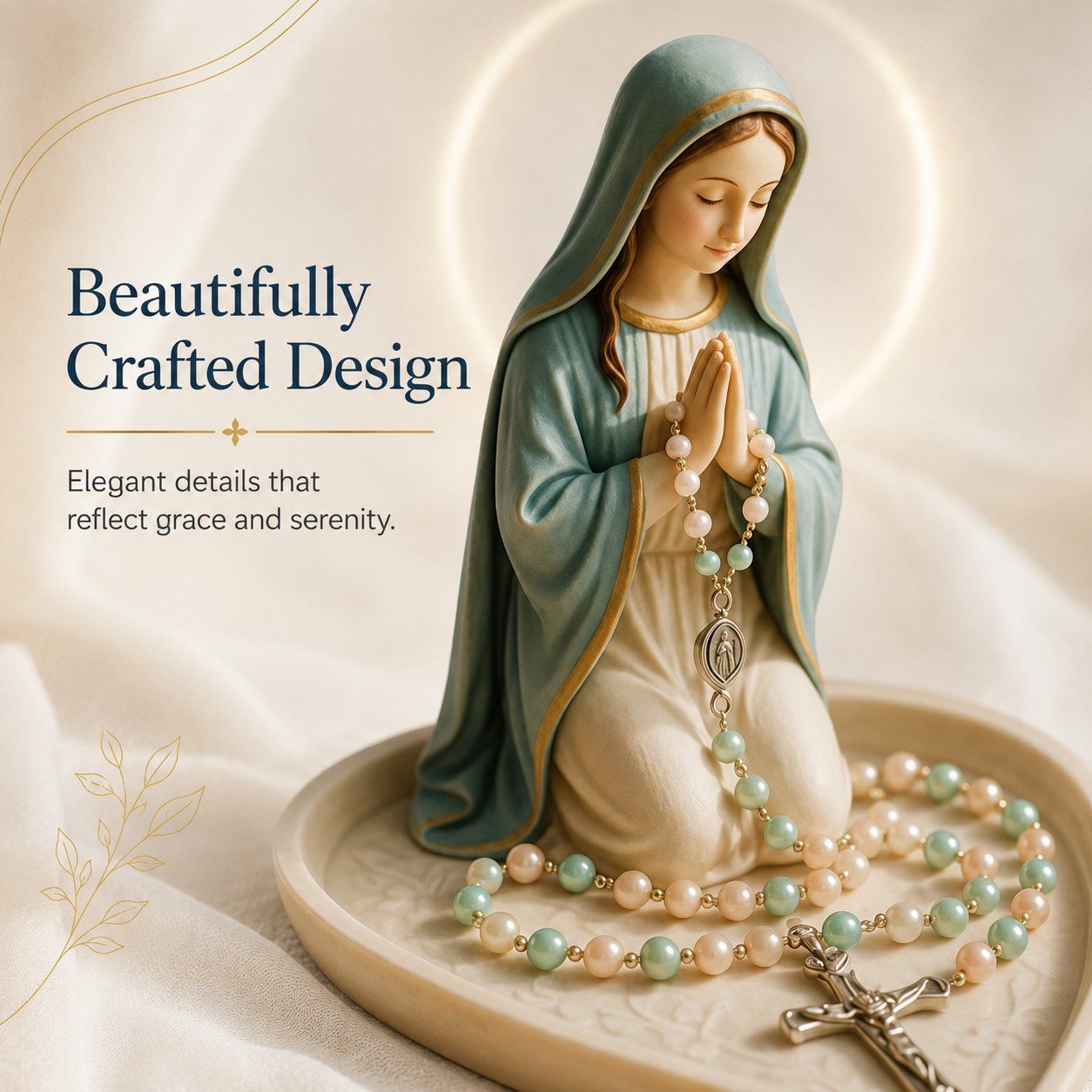 ✝️ Last Day 50% OFF - Graceful Faith Virgin Mary Ceramic Rosary Holder Keepsake Tray