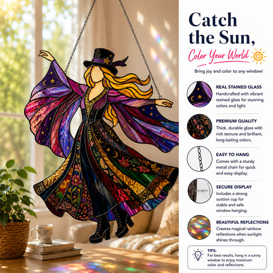 💥 LAST DAY 66% OFF - 💃 Stevie Nicks 🤘 Handmade Stained Glass Spinning Suncatcher