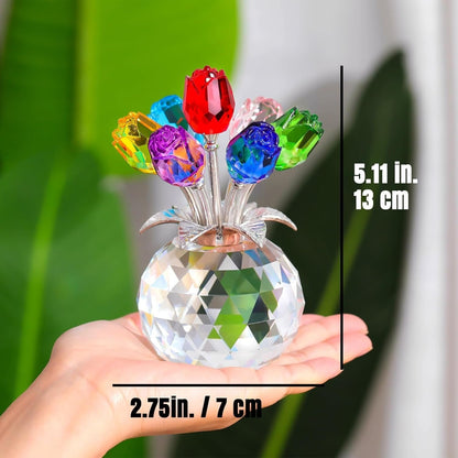 🔥Last day! 49% OFF✨Mother's Day Crystal Colorful Rose Vase Ornament