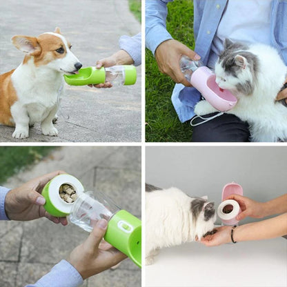 🐾 All-in-One Portable Pet Water Food Bottle for Walking & Travel