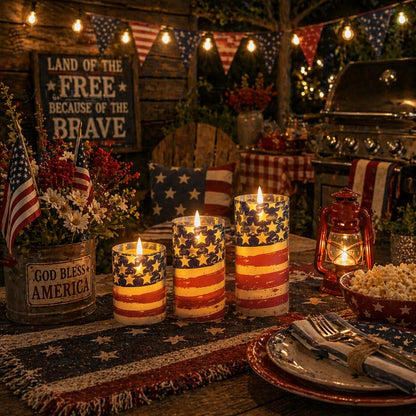 🇺🇸 3-Piece Set - Patriotic Flameless Candles