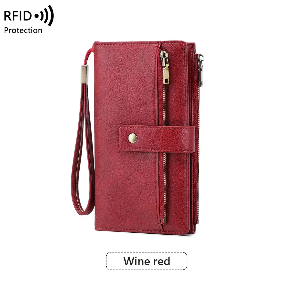 🔥Women's long wallet, stylish clutch, elegant solid color RFID blocking wallet