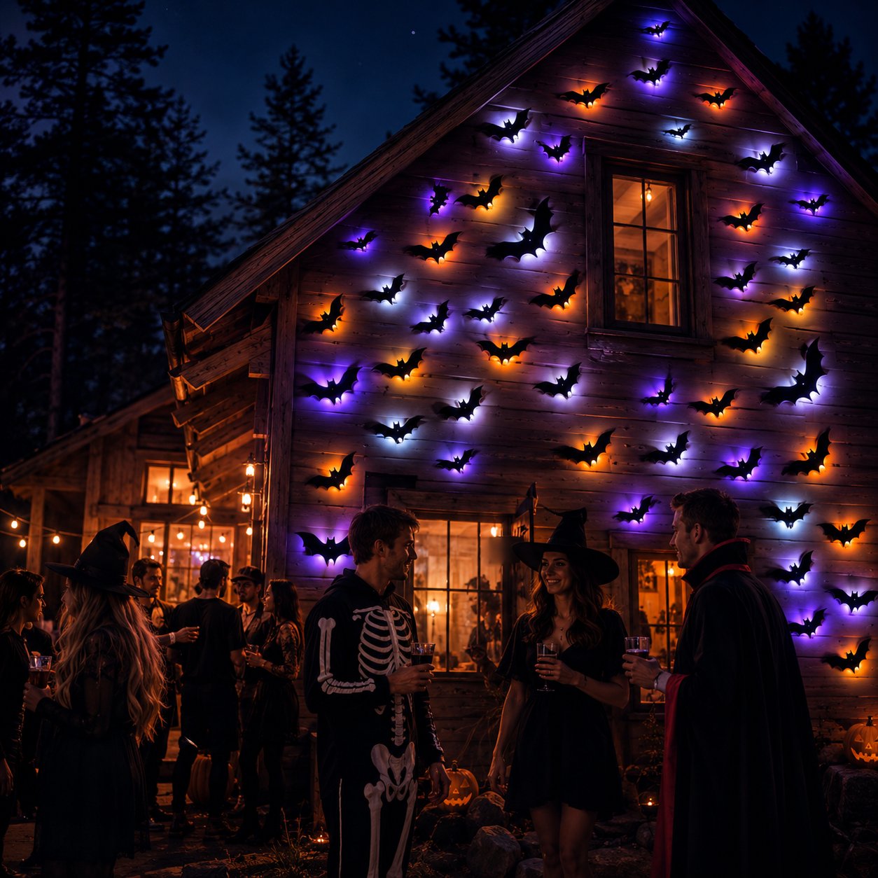 LED Bat Swarm Silhouette Lights, Transform Your Wall Into A Halloween Haunt
