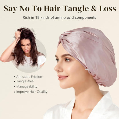 🌙 Good Hair Days Start Here: Adjustable Silk Satin Bonnet – Anti-Frizz, Zero Breakage, Perfect for Curly & Natural Hair 💖