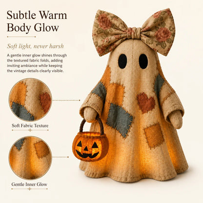 👻 Handmade Patchwork Ghost Pumpkin Lantern🎃