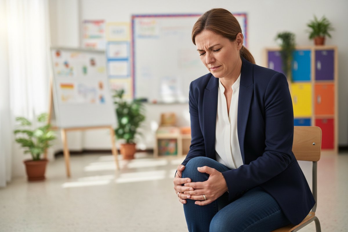 Female Teacher with Knee Pain