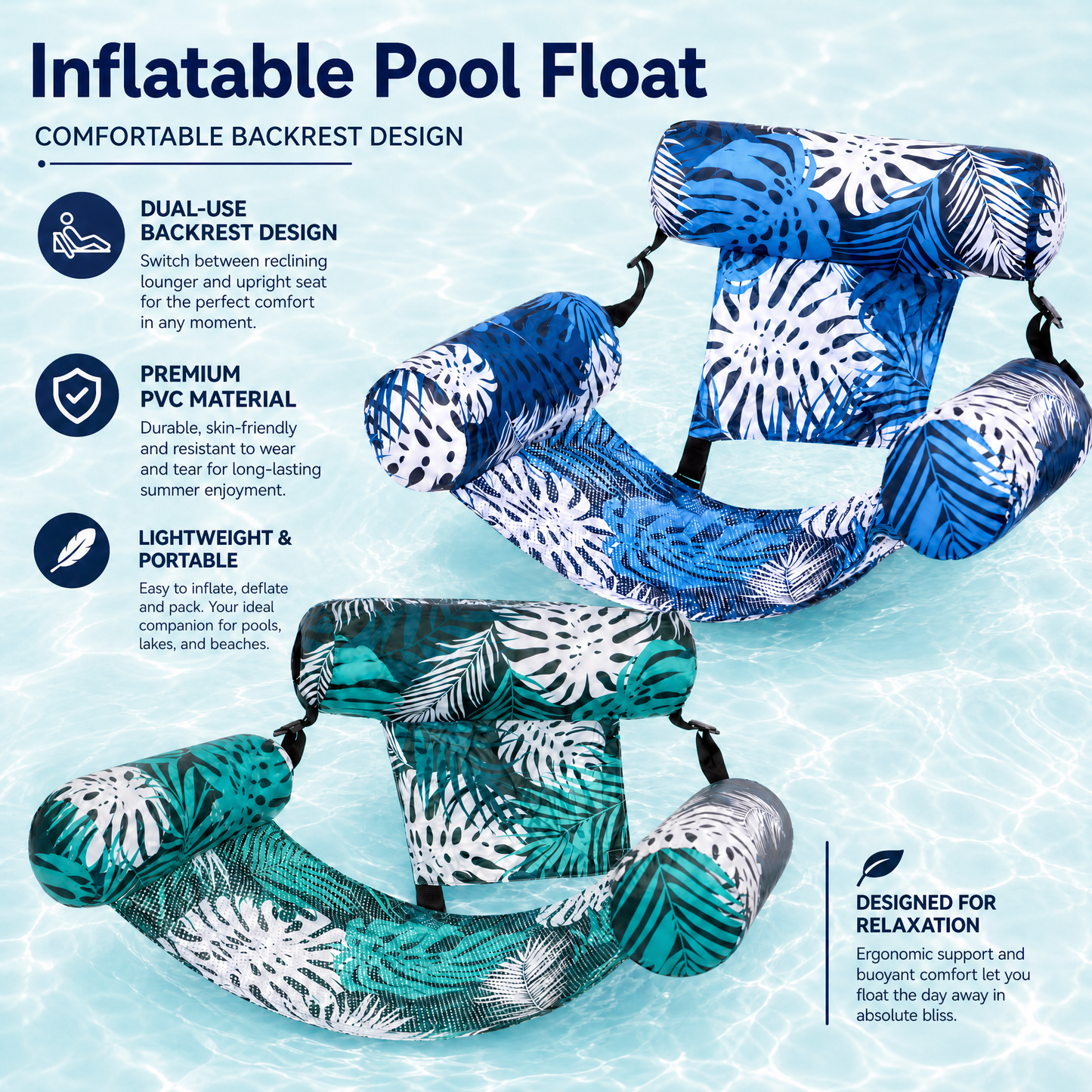 【🔥Hot Sale 50% OFF】💺🌴 Inflatable Floating Chair——Your Ultimate Summer Essential 🌊