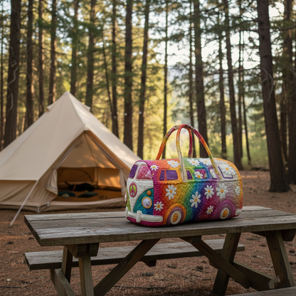 🔥🔥🔥Hippie Journey Quilted Duffle Bag