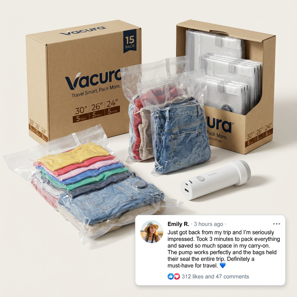 🧳 Save 80% Space Instantly – Vacuum Storage Bags (With Pump) –⏰ Limited-time 50% off
