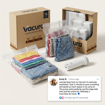 🧳 Save 80% Space Instantly – Vacuum Storage Bags (With Pump) –⏰ Limited-time 50% off