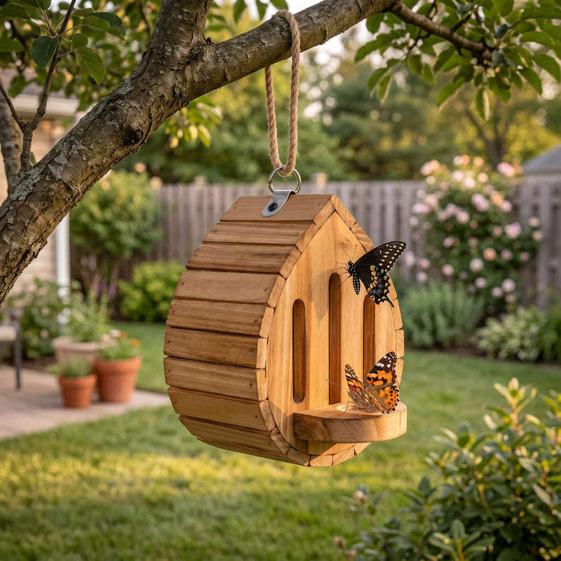 🦋Handmade Garden Butterfly House with Feeder Station