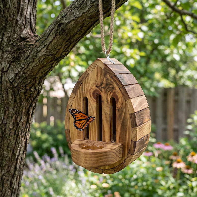 🦋Handmade Garden Butterfly House with Feeder Station