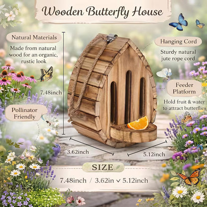 🦋Handmade Garden Butterfly House with Feeder Station