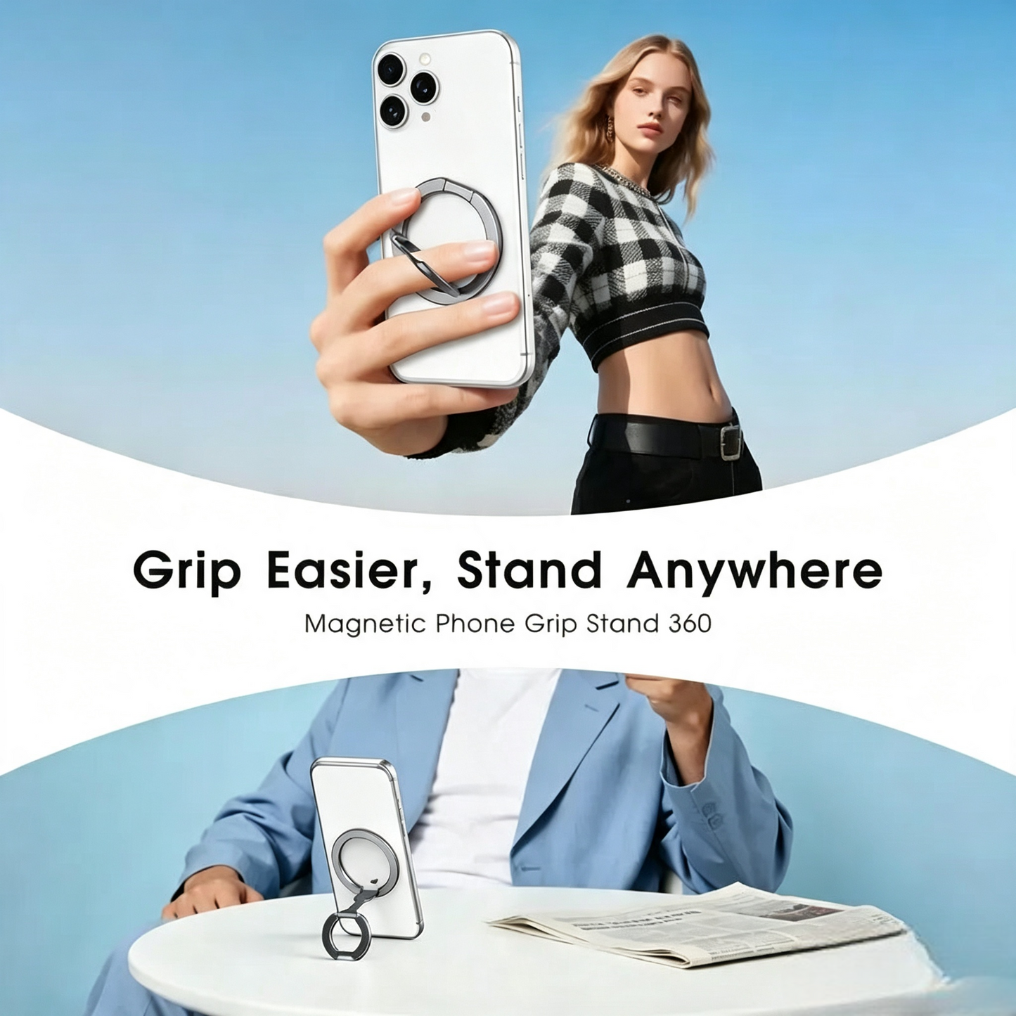 Double-Sided Magnetic Phone Stand Adjustable & Compatible with iPhone 12-17 Series