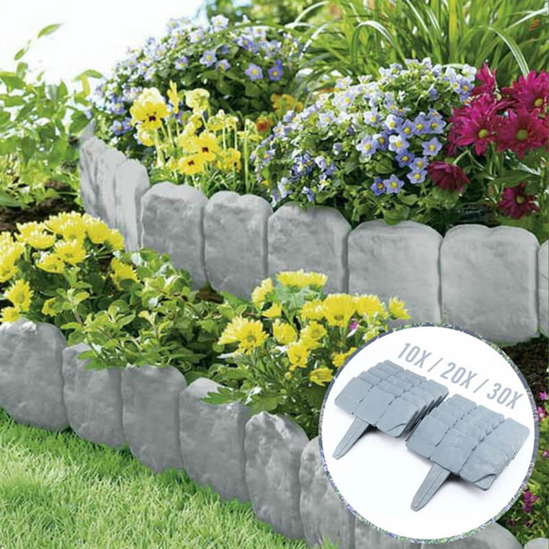 🌿Decorative Stone-Look Garden Edging Fence | Weather-Resistant, Tool-Free Install — 10 & 20 PCS