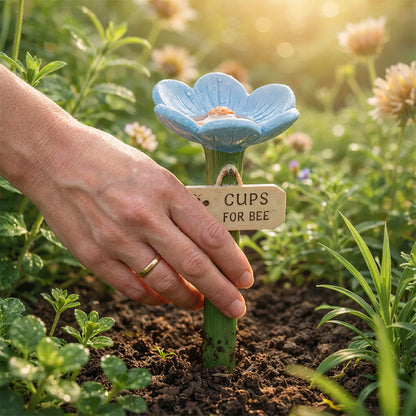 🌸Flower-Shaped Ceramic Bee Watering Station
