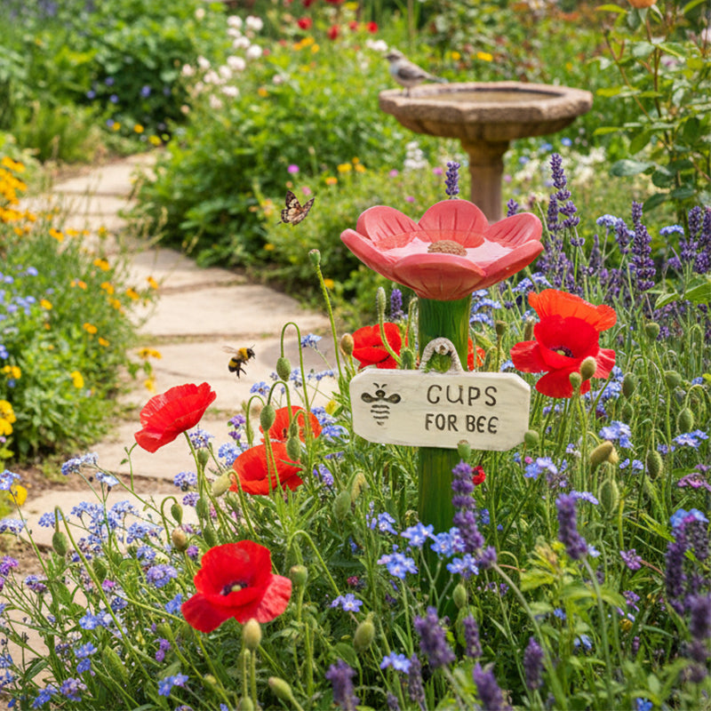 🌸Flower-Shaped Ceramic Bee Watering Station