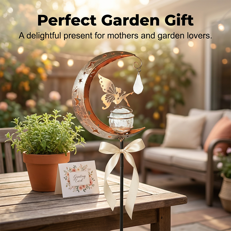 🌙✨Whimsical Moon & Fairy Solar Garden Stake Light⚡Half Price Sale