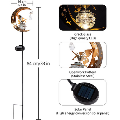 🌙✨Whimsical Moon & Fairy Solar Garden Stake Light⚡Half Price Sale