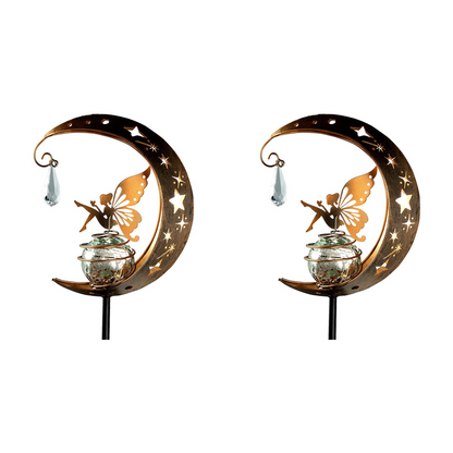 🌙✨Whimsical Moon & Fairy Solar Garden Stake Light⚡Half Price Sale