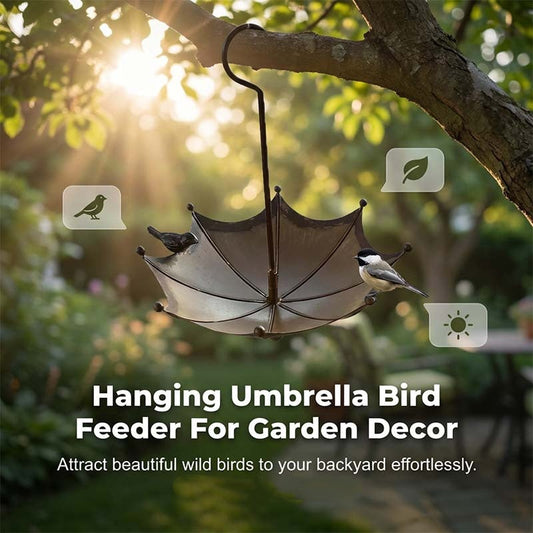 🐦 Attract More Birds! ☂️ 2-in-1 Hanging Umbrella Feeder & Bath, Easy Clean, All-Weather 🌞