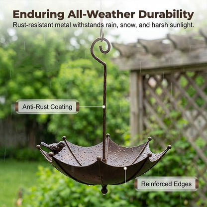 🐦 Attract More Birds! ☂️ 2-in-1 Hanging Umbrella Feeder & Bath, Easy Clean, All-Weather 🌞