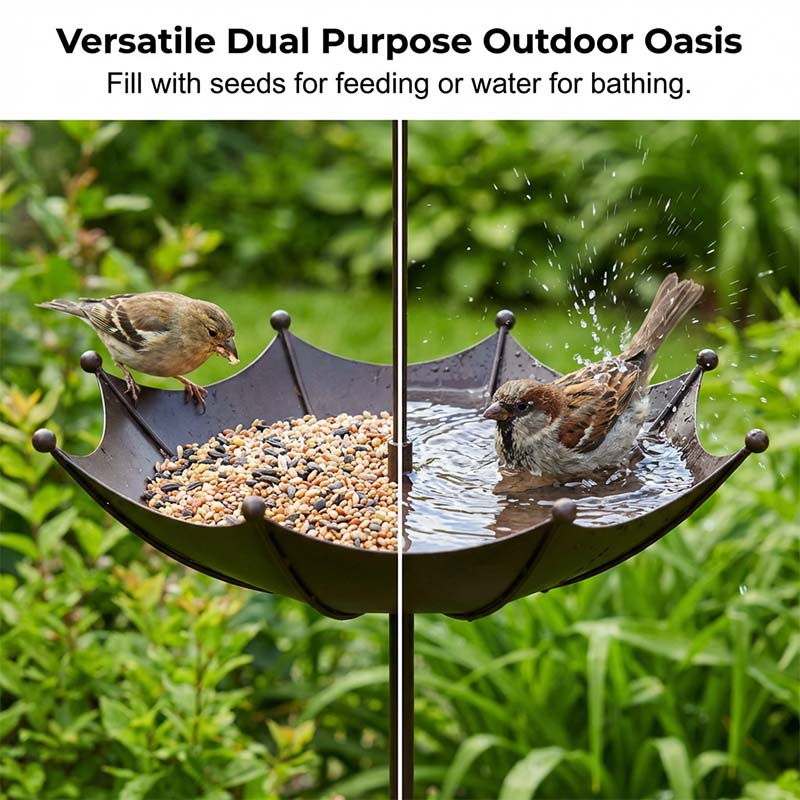 🐦 Attract More Birds! ☂️ 2-in-1 Hanging Umbrella Feeder & Bath, Easy Clean, All-Weather 🌞
