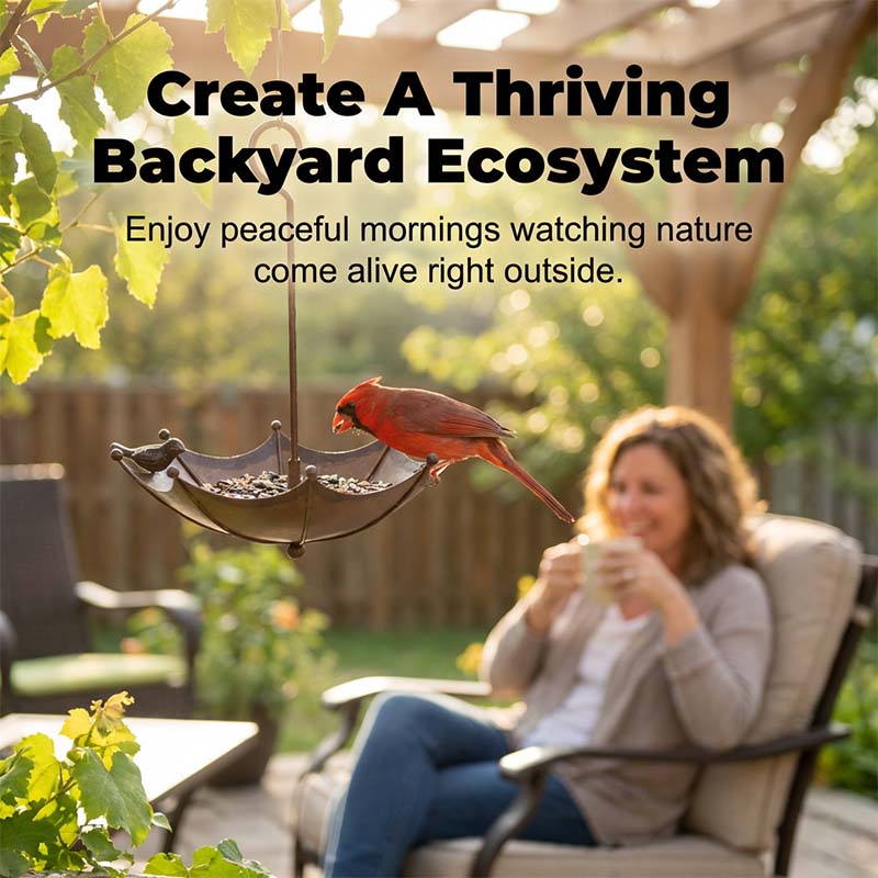 🐦 Attract More Birds! ☂️ 2-in-1 Hanging Umbrella Feeder & Bath, Easy Clean, All-Weather 🌞
