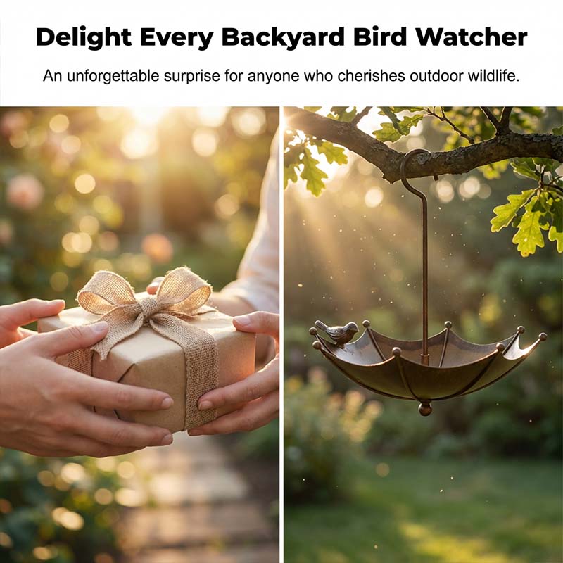 🐦 Attract More Birds! ☂️ 2-in-1 Hanging Umbrella Feeder & Bath, Easy Clean, All-Weather 🌞
